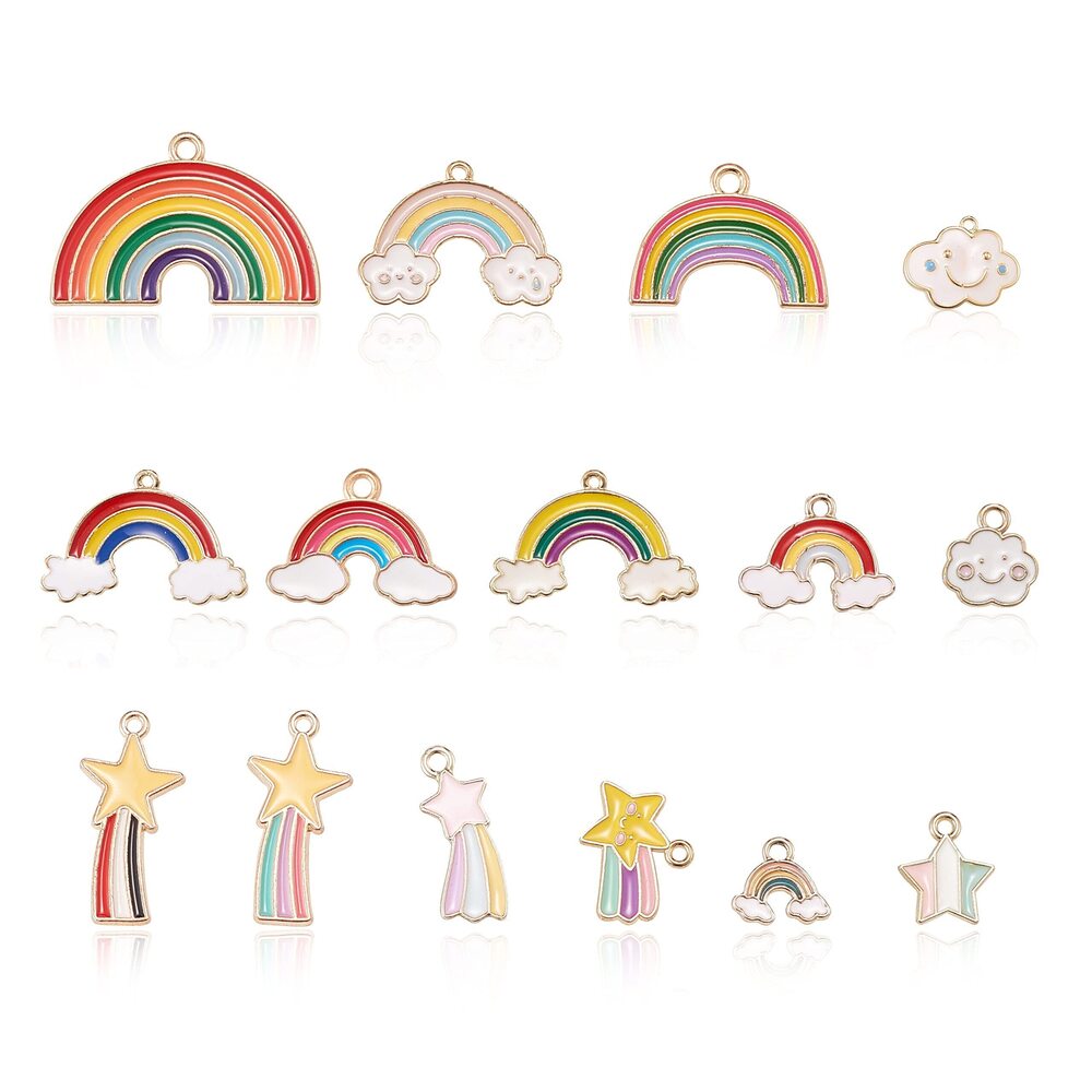 3980 30pcs Assorted Enamel Weather Charms Cloud Star Rainbow Charms